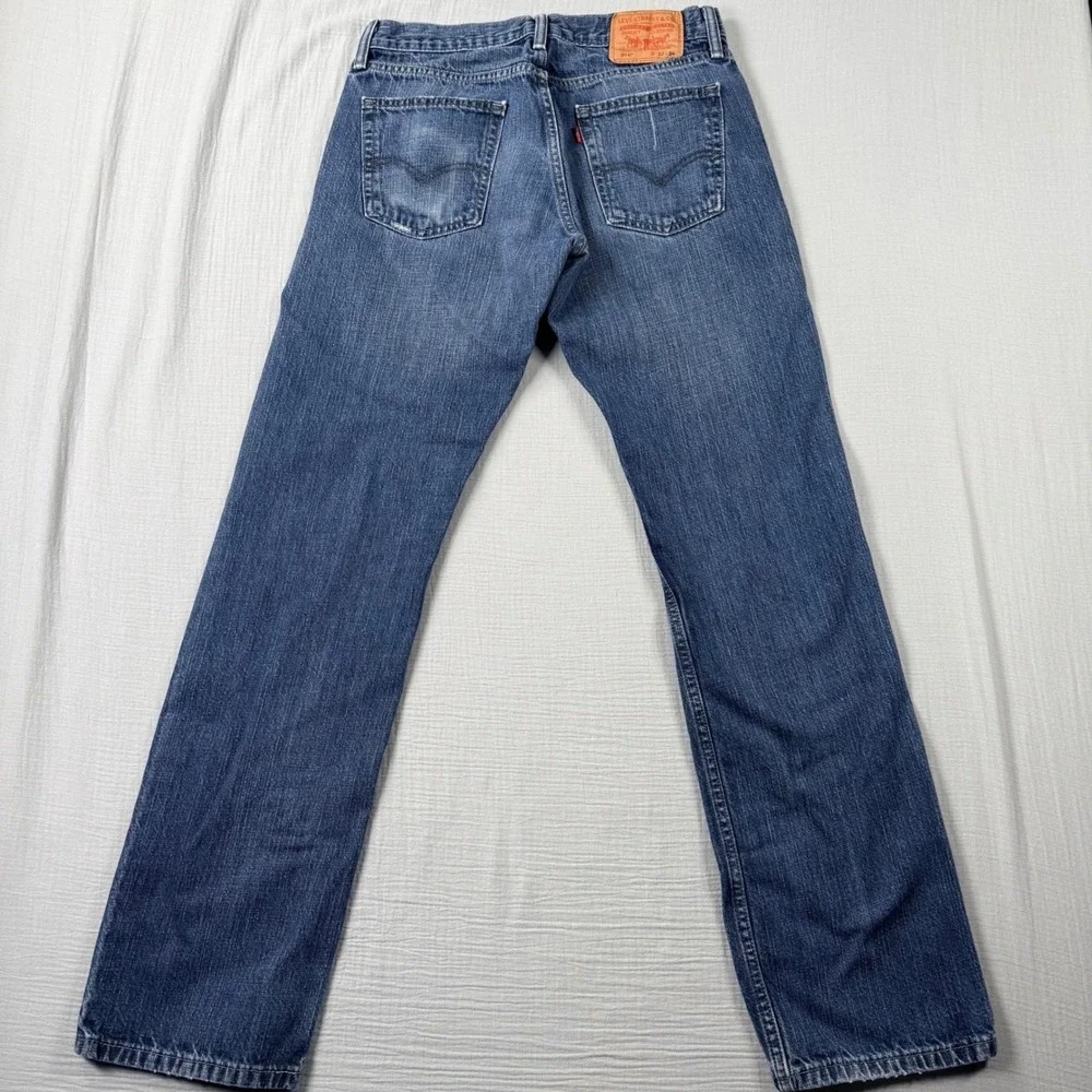 Levi Strauss 514 Mens 32x34 Straight Fit‎ Blue Medium Wash Western Fade Grunge - Picture 3 of 8